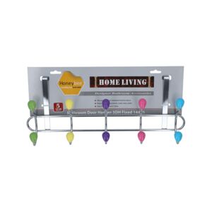 Honeybee Home Living 5-Double Hook Fixed Bathroom Door Hanger Multicolor Honeybee Home Living 5-Double Hook Fixed Bathroom Door Hanger Multicolor